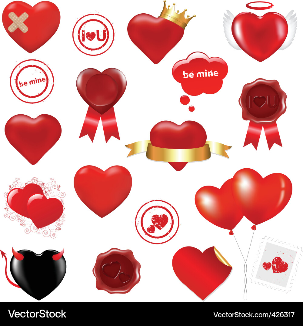 Romantic Heart Elements Royalty Free Vector Image