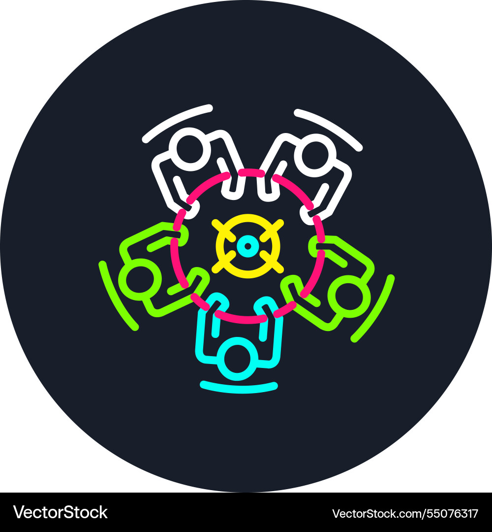 Round table line multi color icon Vector Image