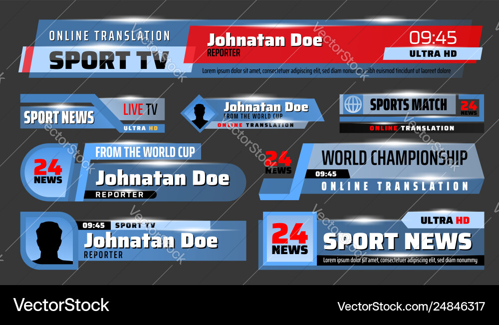 Sport news tv backdrops and title bars vector image