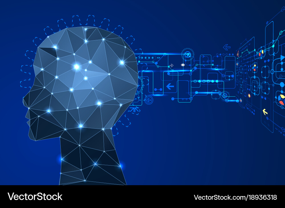 Creative brain concept background with triangular Vector Image