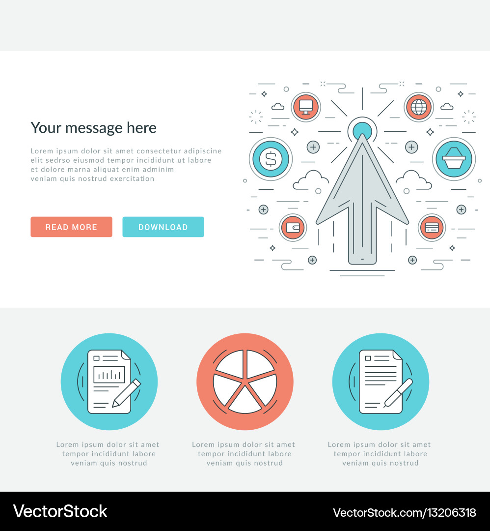 Flat line business concept web site header vector image
