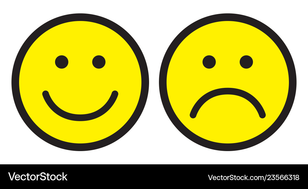 Happy and sad face icons vector image