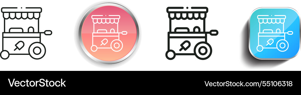 Ice cream cart icon thin linear regular vector image