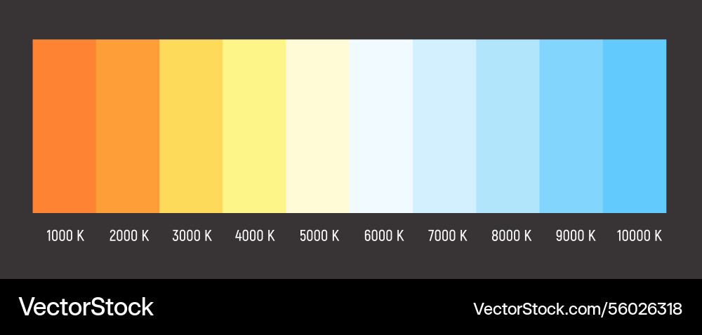 Kelvin temperature scale chart gradient Kelvin temperature scale chart gradient vector image