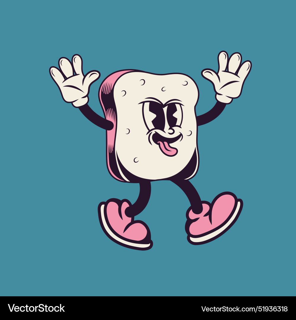 Retro character design of bread Vector Image