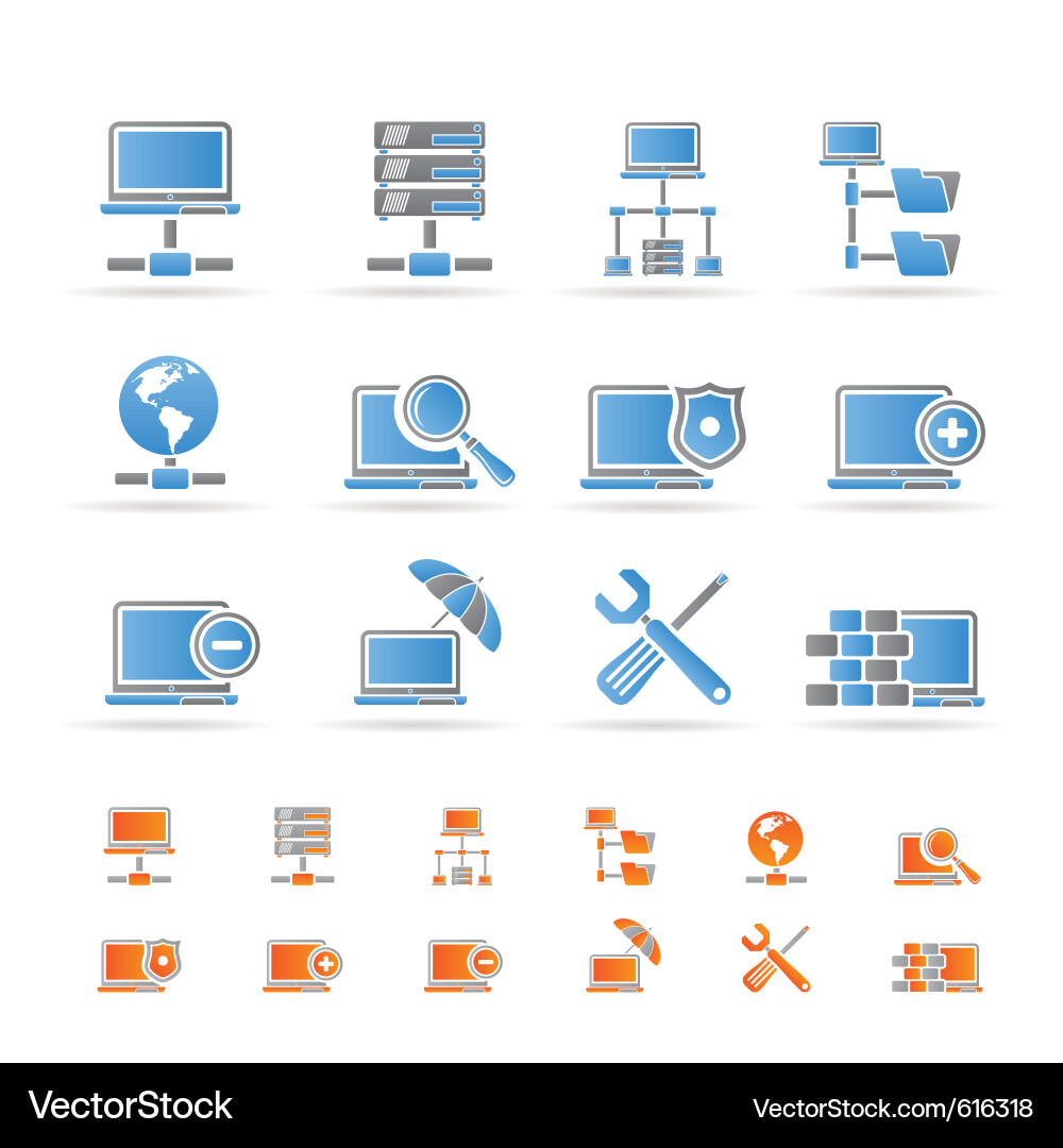 Server & Hosting Icons Set vector image