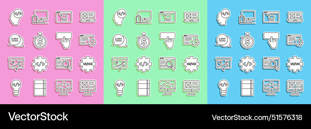 Set line ui or ux design website statistic online Set line ui or ux design website statistic online vector image