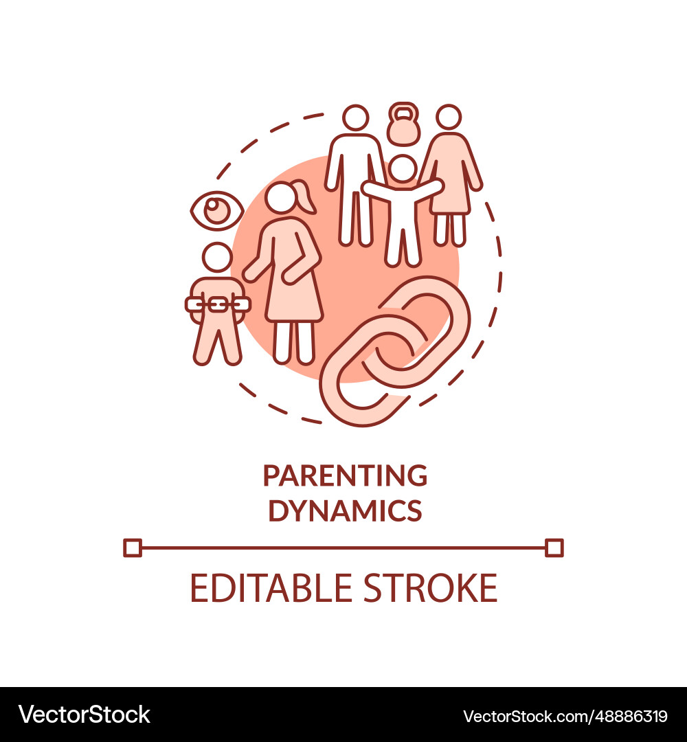 2d red linear icon parenting dynamics concept 2d red linear icon parenting dynamics concept vector image