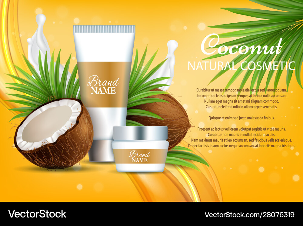 Coconut natural cosmetics advertising vector image