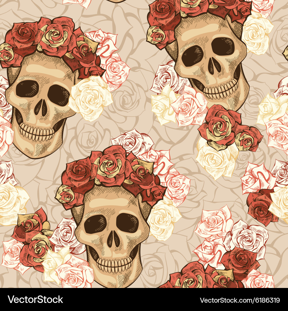 Day of the Dead Skull Pattern Vector Image