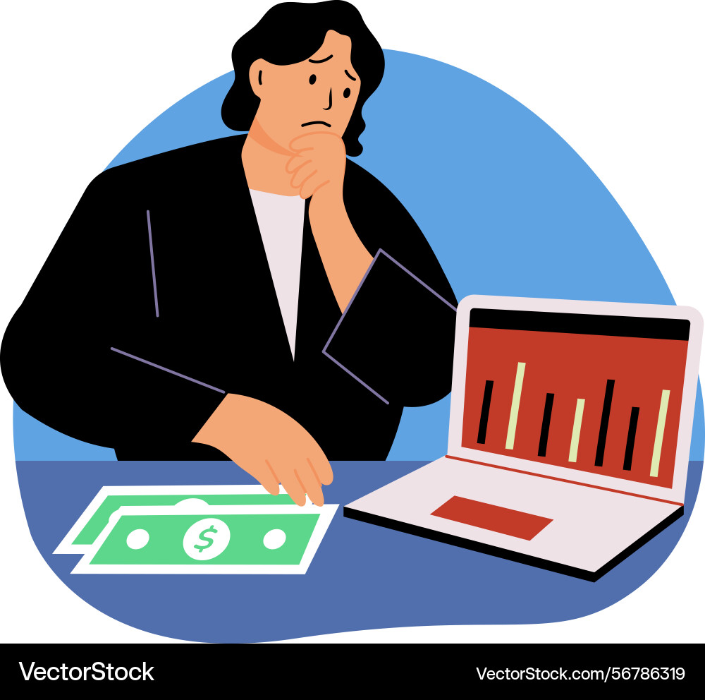 Flat style showing a worried character Vector Image