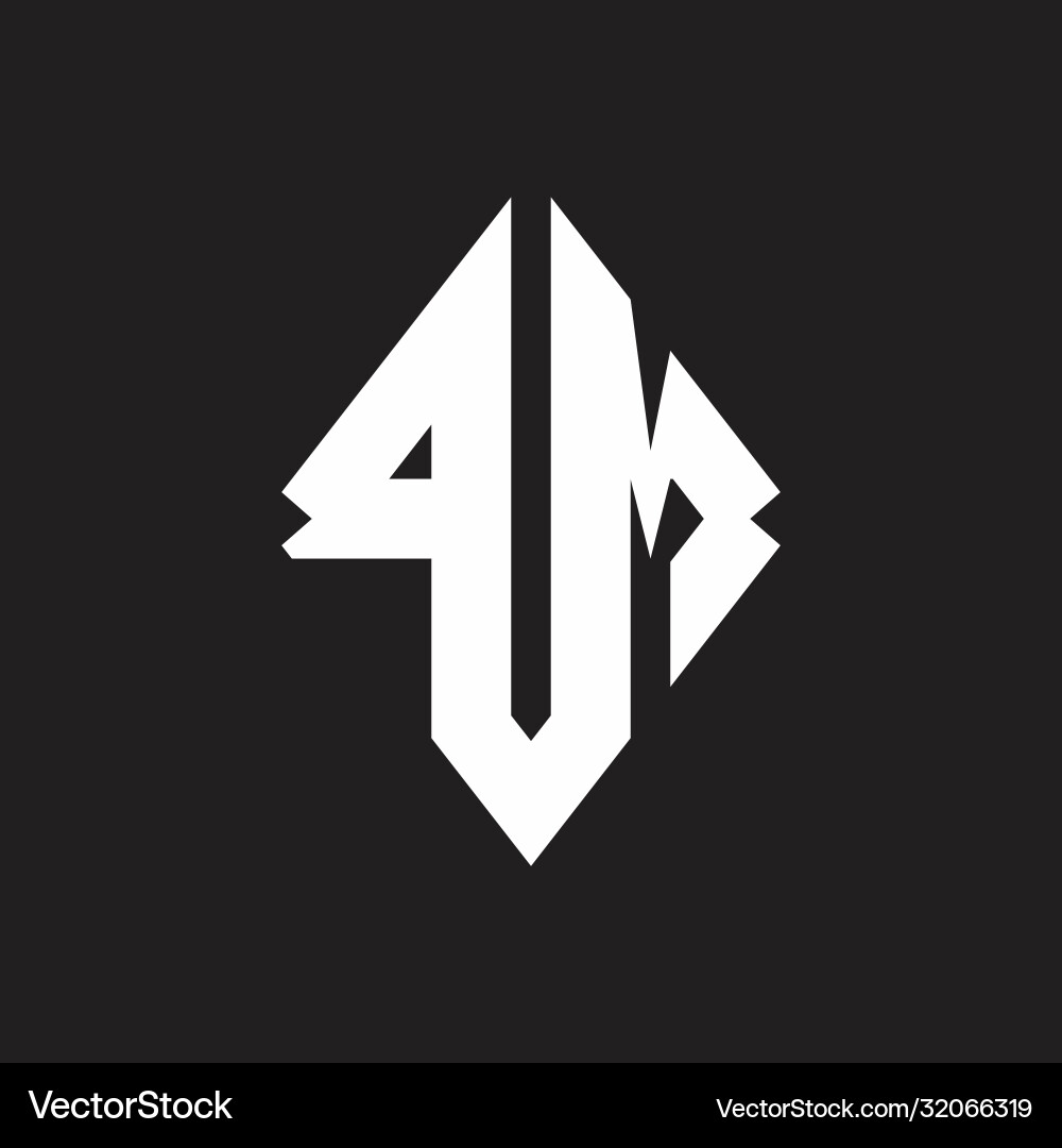 Pm logo monogram with sharp square design template Pm logo monogram with sharp square design template Vector Image