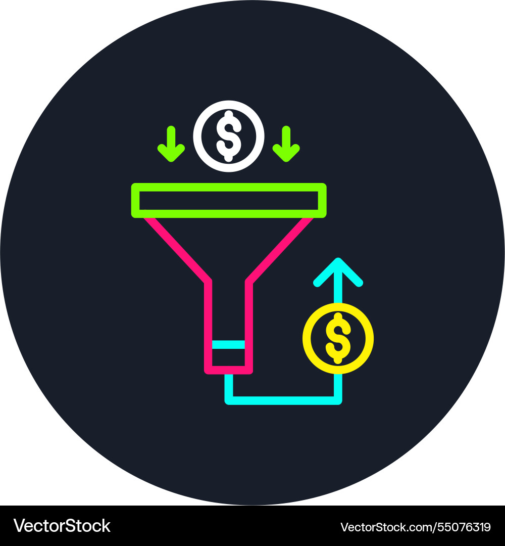 Sales pipeglyph setting line multi color icon Vector Image