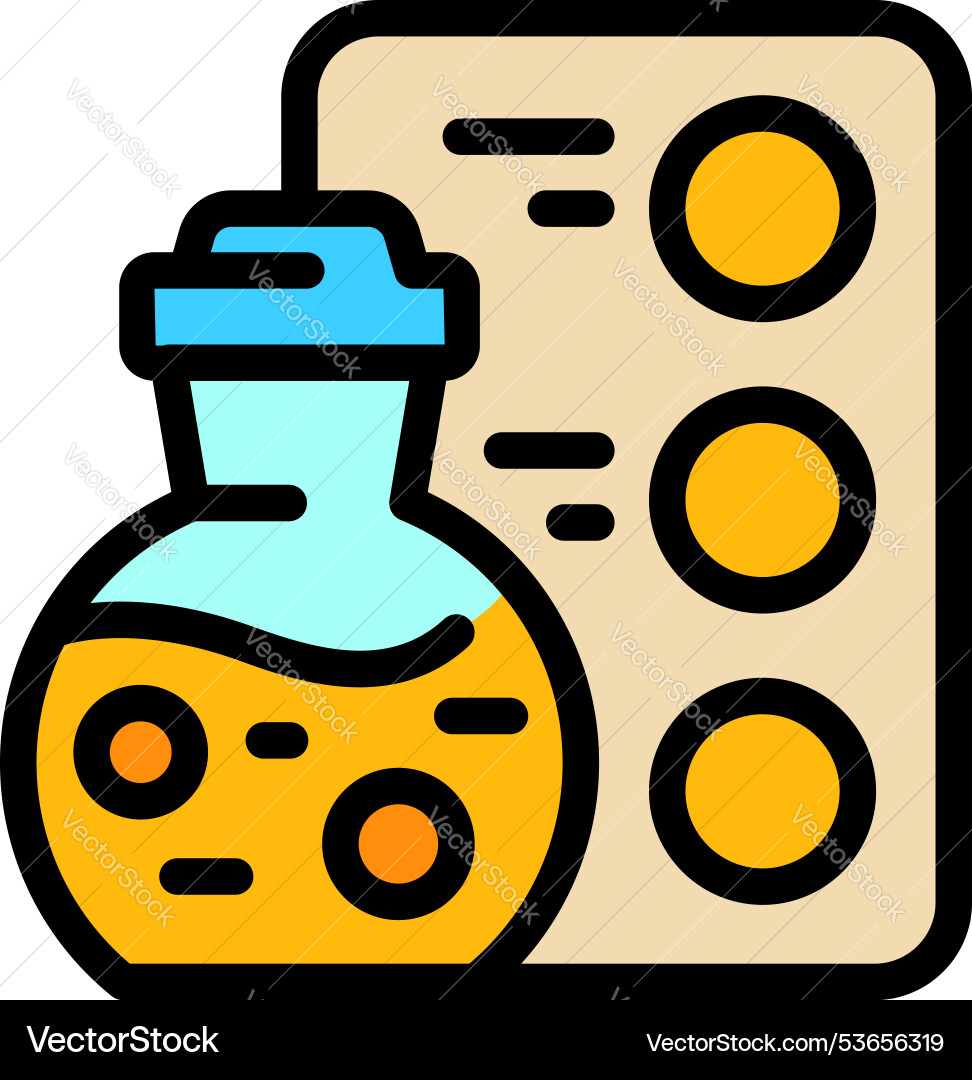 Scientist analyzing sample in flask with blister Scientist analyzing sample in flask with blister vector image