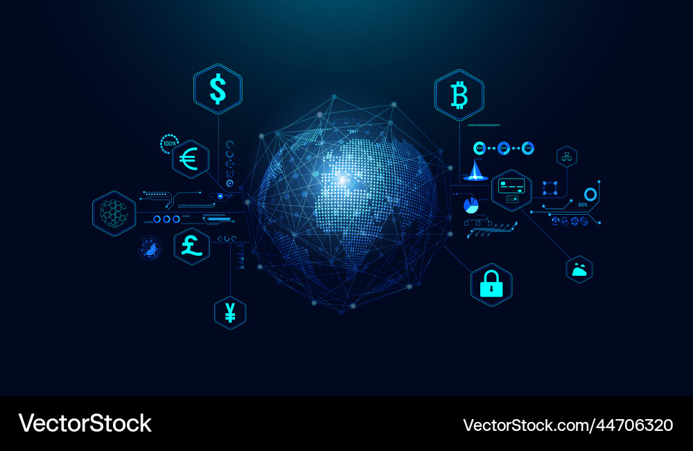 Abstrakte Welt digitale Kreis Hologramm Geld Abstrakte Welt digitale Kreis Hologramm Geld vektorbild