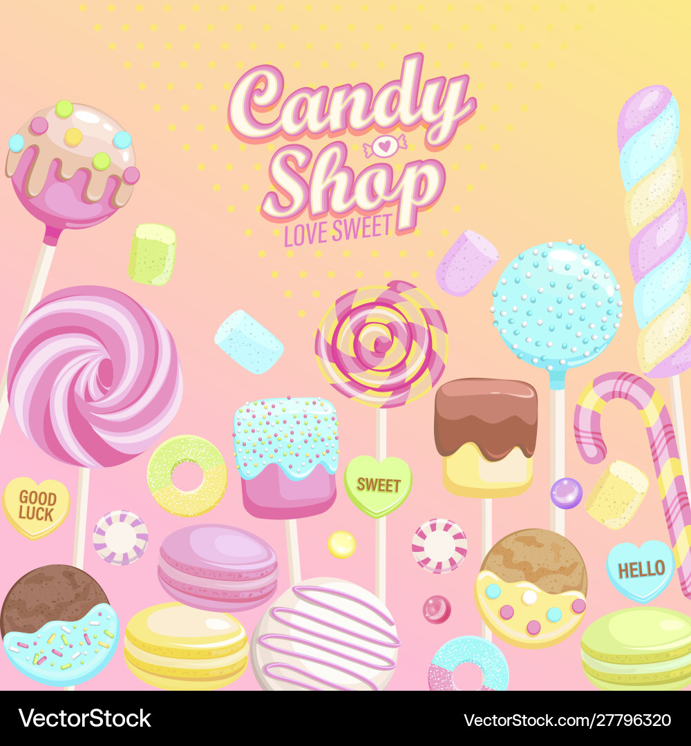 Candy shop inviting banner Candy shop inviting banner vector image