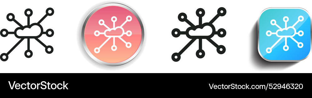 Cloud icon thin linear regular and button style vector image