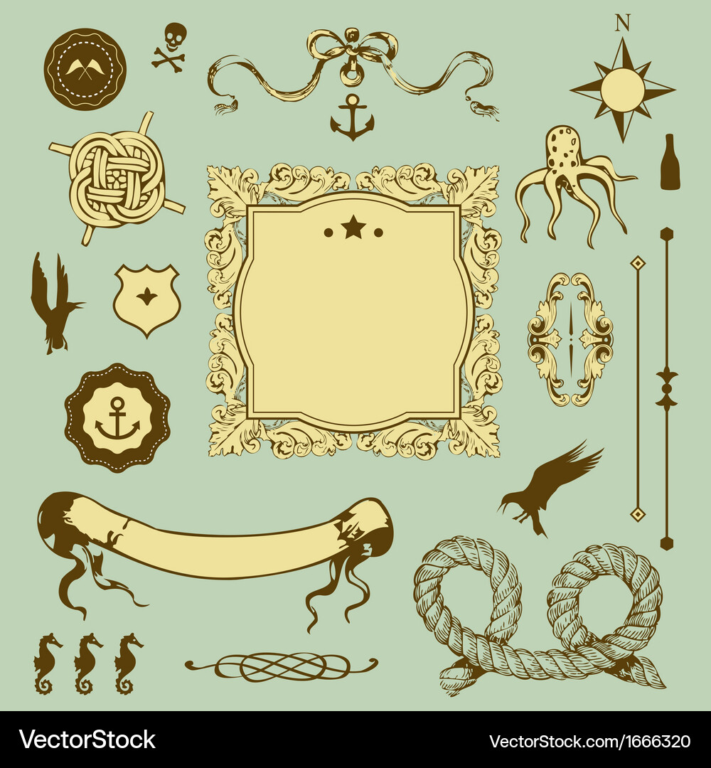Nautical set with elements for your design Vector Image
