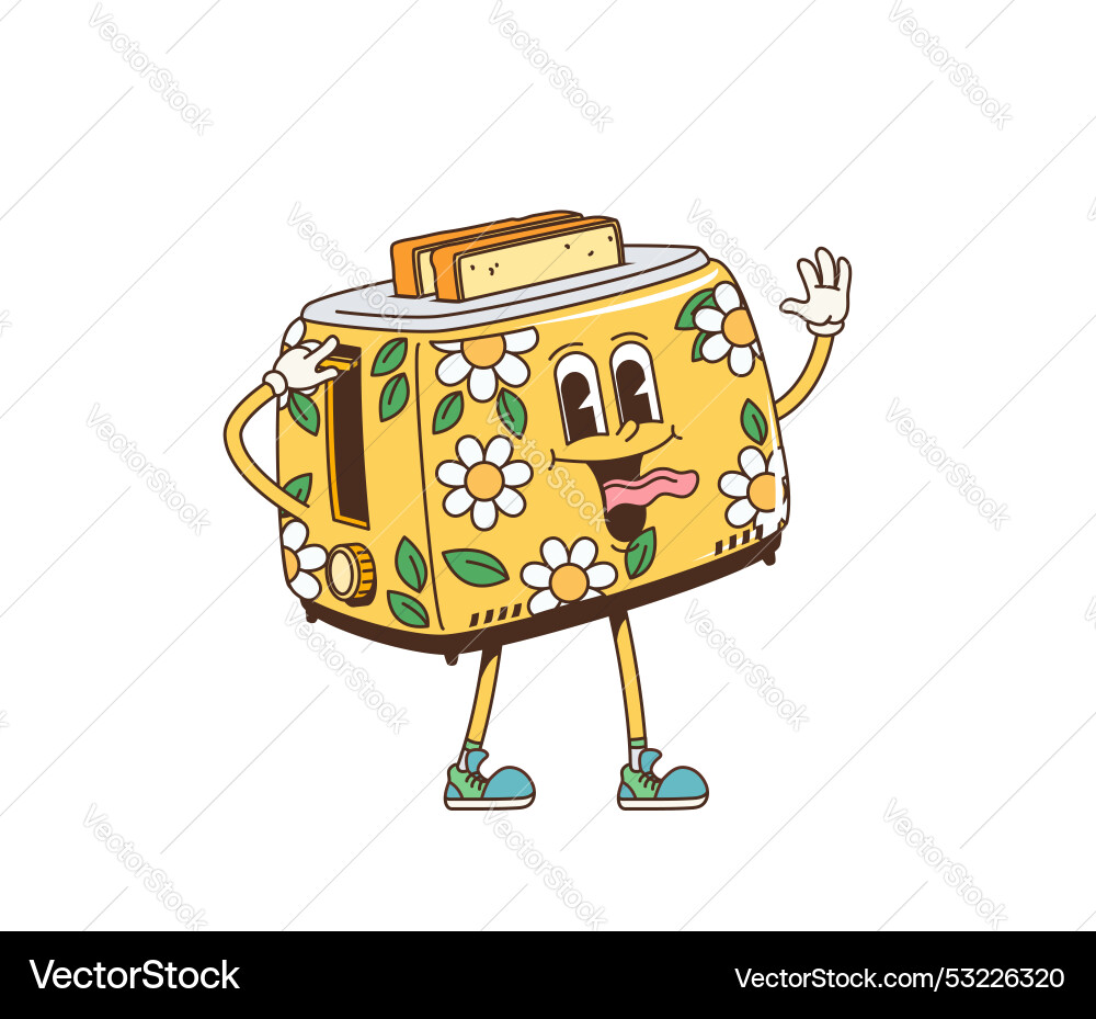 Retro Groovy Toast Character vector image