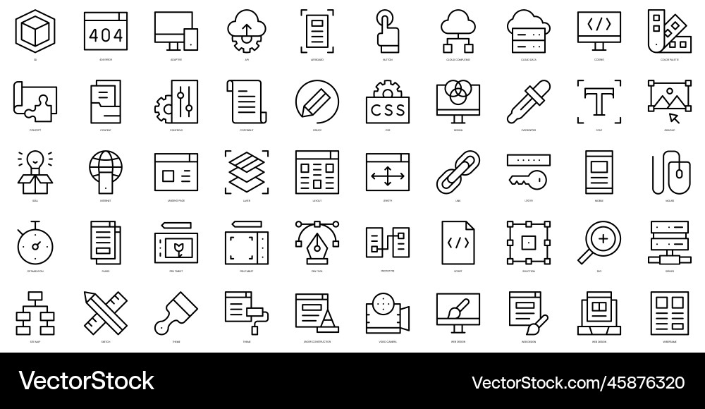 Set of thin line web design icons Set of thin line web design icons vector image