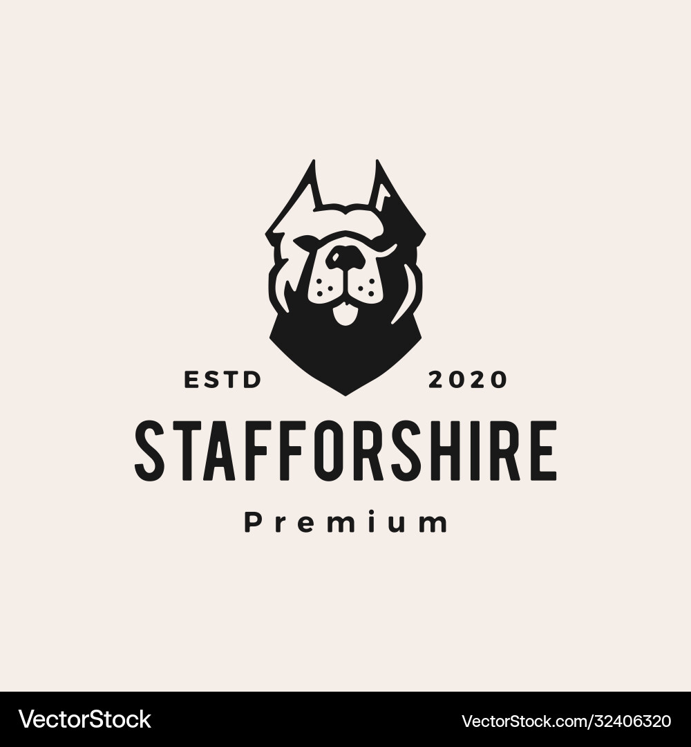 Staffordshire terrier dog hipster vintage logo Staffordshire terrier dog hipster vintage logo vector image