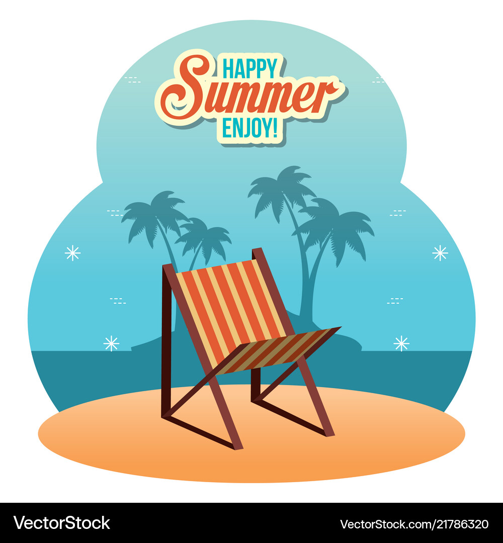 Summer enjoy with beach chair – Royalty-Free Vector | VectorStock, image size:1000x1080