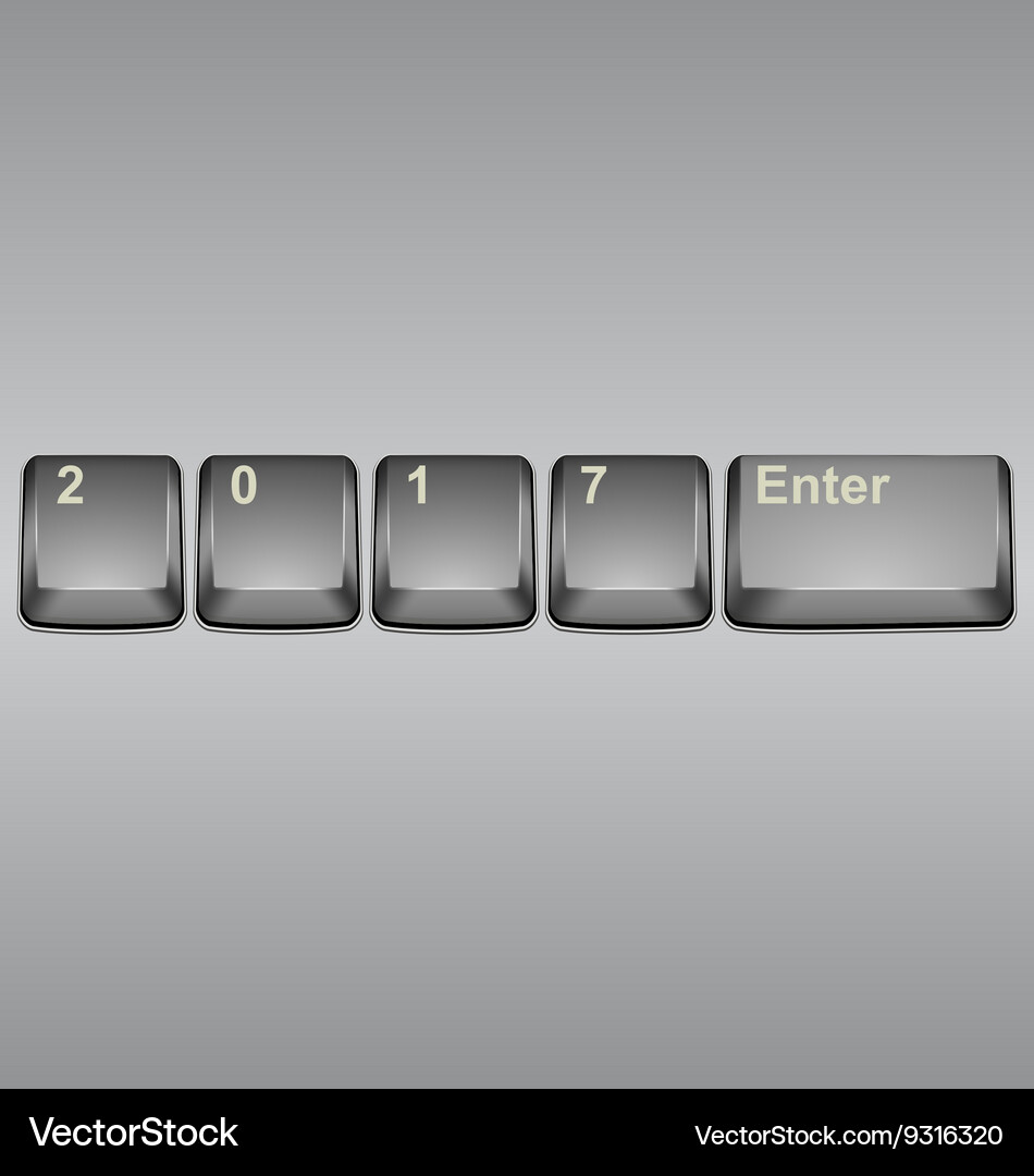 Year 2017 button on modern computer keyboard image Vector Image