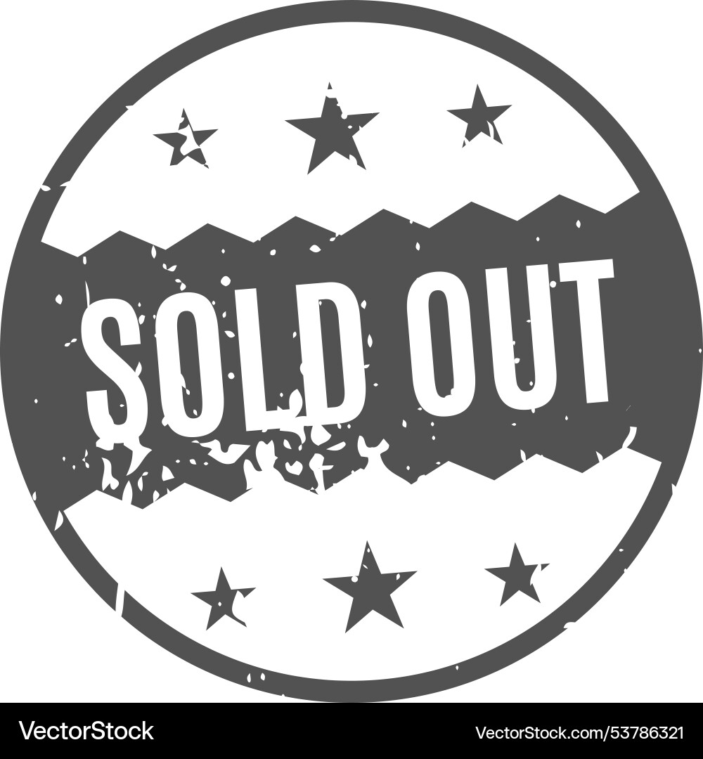 A bold sold out stamp icon featuring circular A bold sold out stamp icon featuring circular vector image