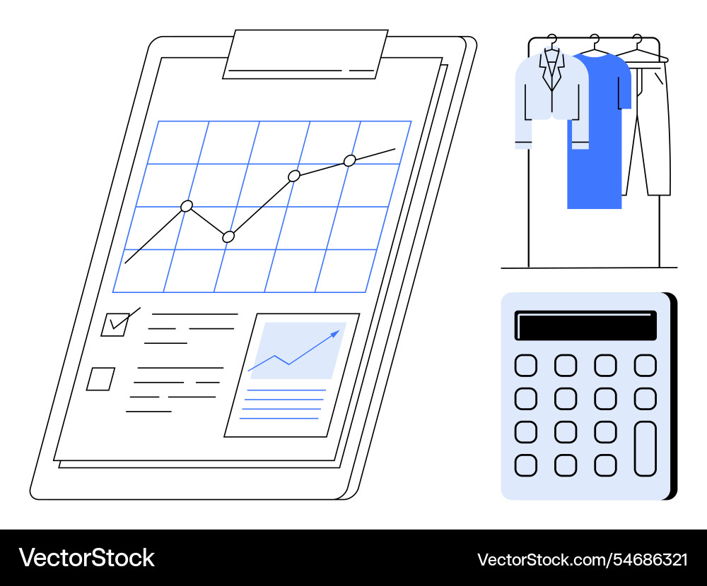 Business report on clipboard with upward graph Business report on clipboard with upward graph vector image