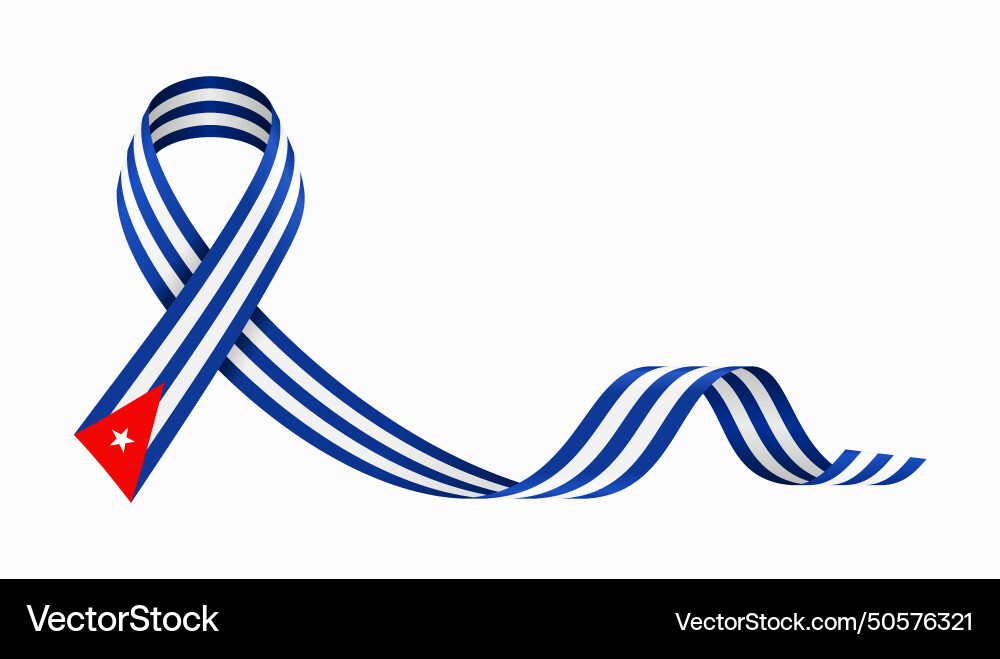 Cuban Flag Stripes Wavy Ribbon Vector Image