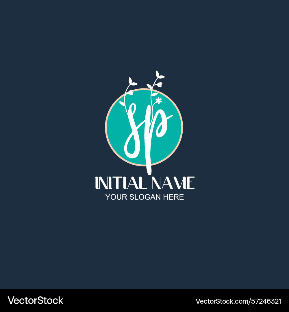 Elegant sp initial logo design with botanical Elegant sp initial logo design with botanical Vector Image