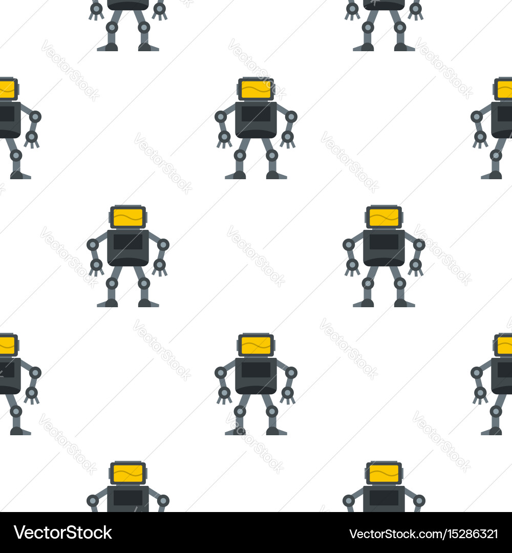 Grey robot with monitor head pattern seamless vector image
