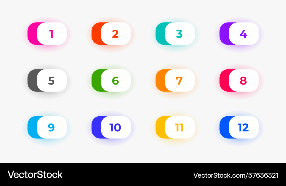 Isolated button shape bullet points in set vector image