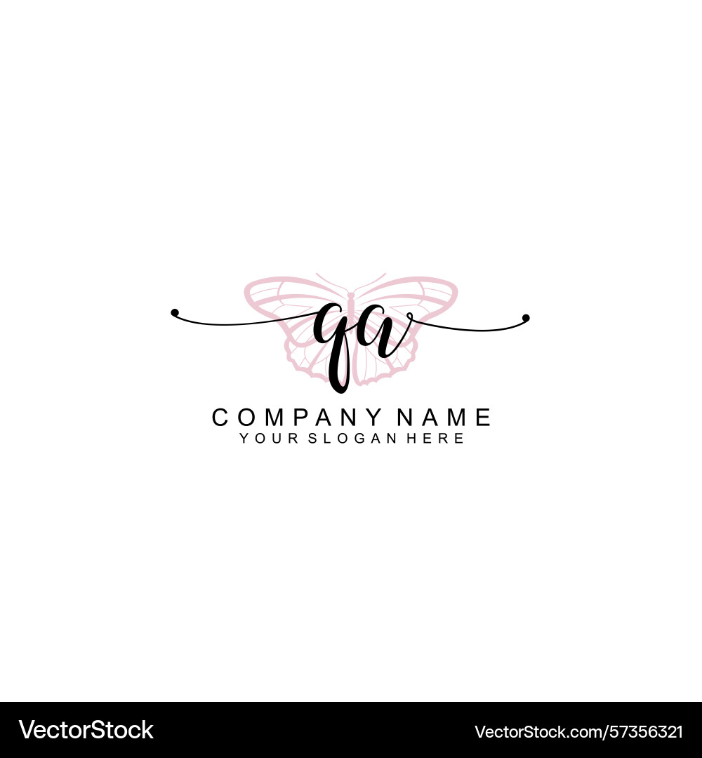 Minimalist handwritten qa initial logos with soft Vector Image