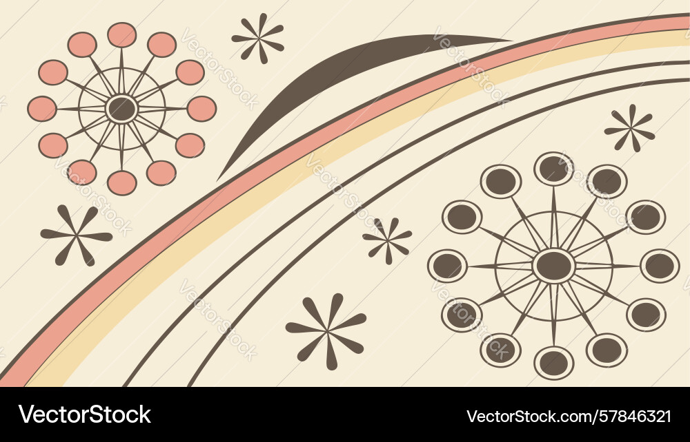 Retro abstract starburst with geometric elements Vector Image