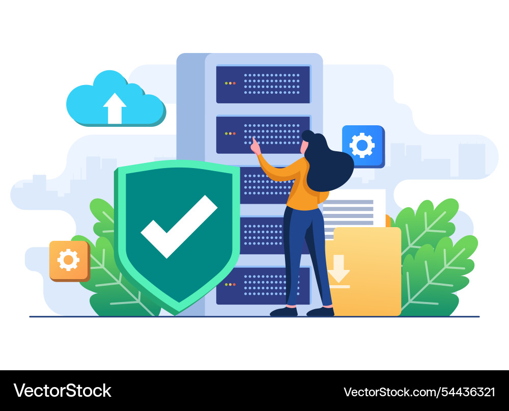 Software engineers with cloud data storage Software engineers with cloud data storage vector image