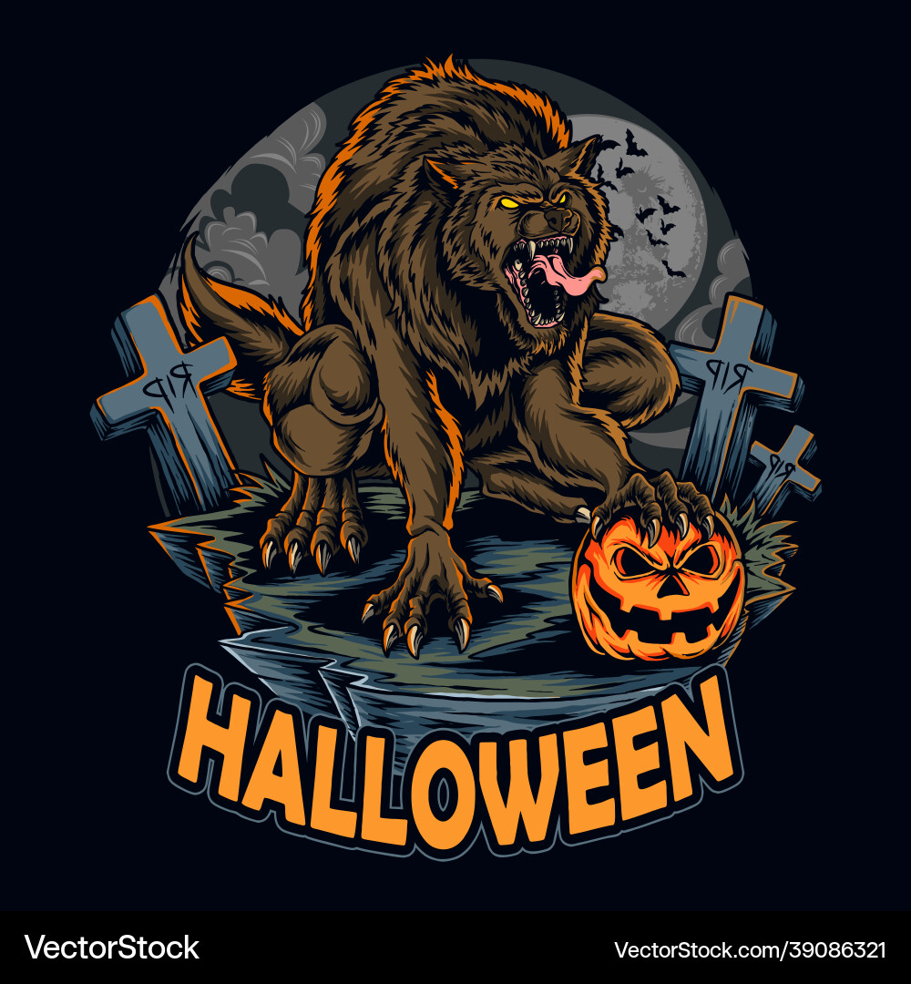 Spooky Halloween Werewolf Vector Image