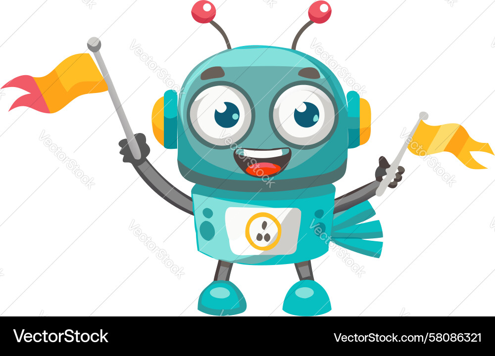 Tech Robot Explorer Flag Vector Image
