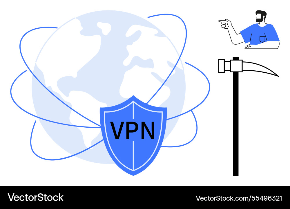 Vpn network security shield with globe and hacker Vpn network security shield with globe and hacker vector image
