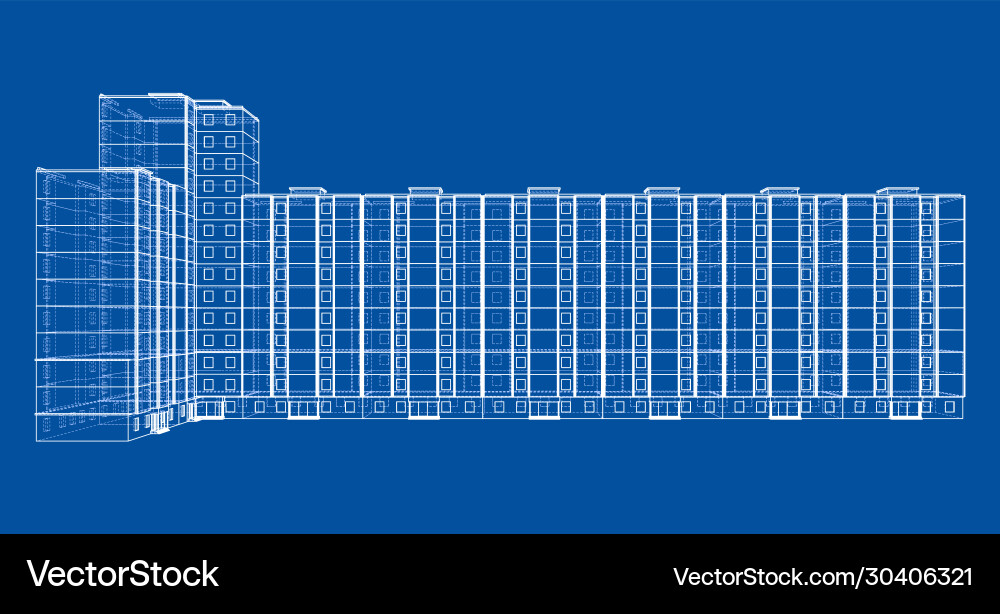 Wire-frame model a multi-storey building Wire-frame model a multi-storey building Vector Image