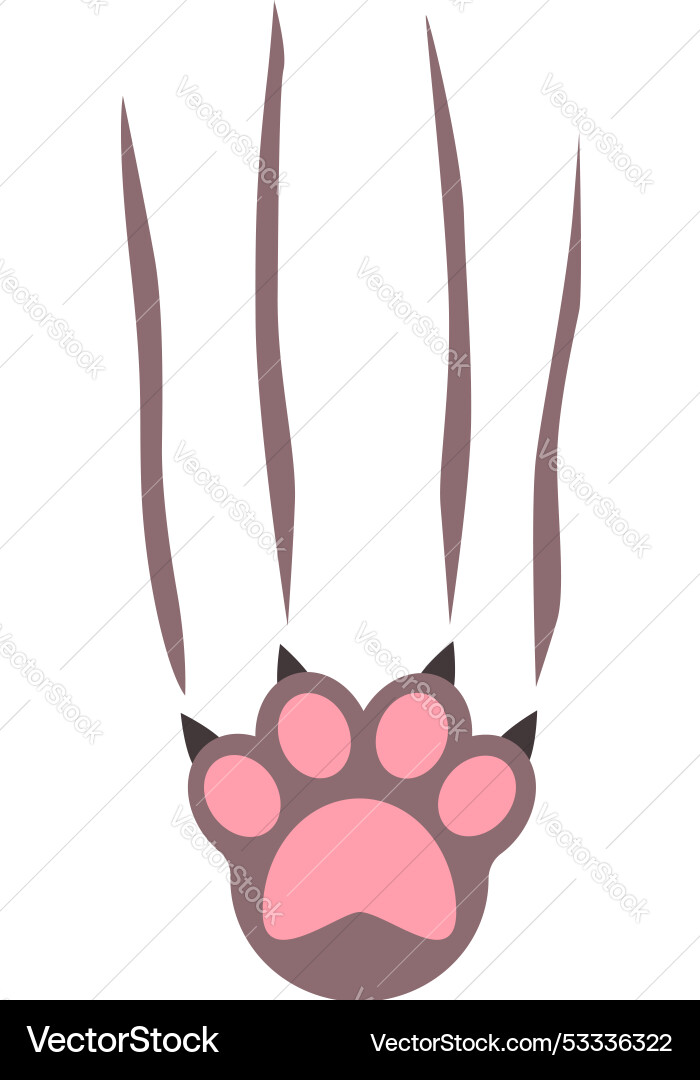 Cat Paw Print with Extended Claws vector image