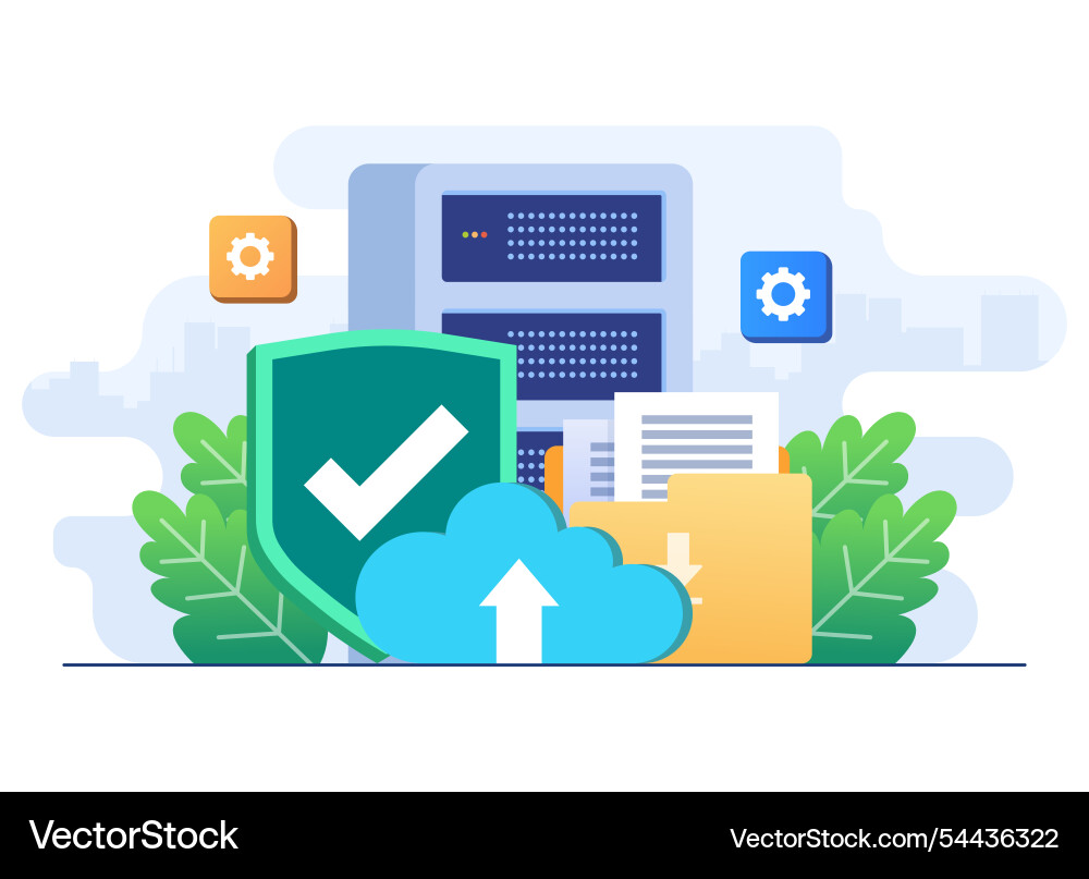 Cloud data storage security cyber Cloud data storage security cyber vector image