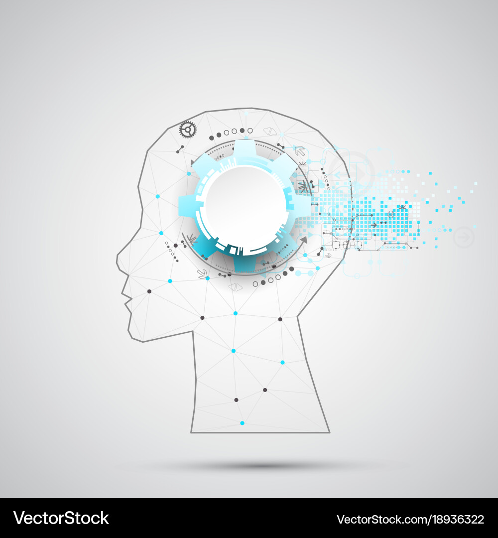Creative brain concept background with triangular vector image