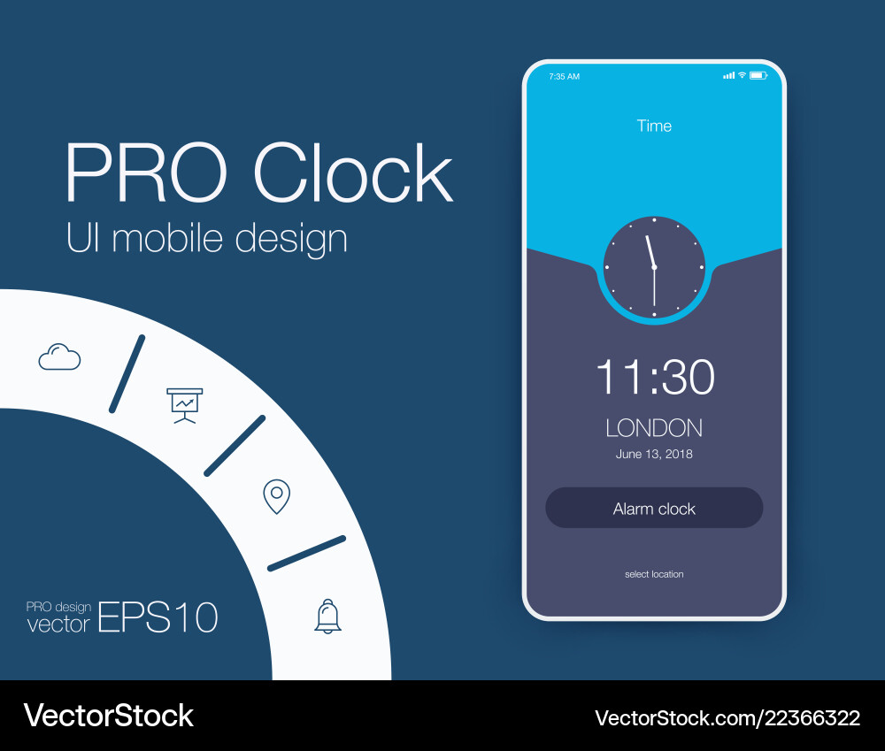 Date App UI Concept - Calendar & Time vector image