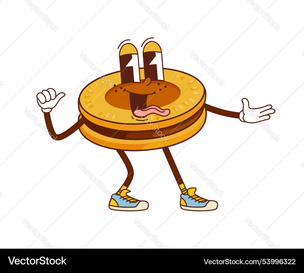Groovy Retro Cookie Character Vector Image
