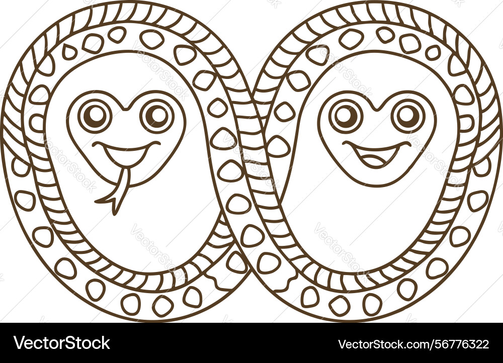 Intricate snake pattern with playful faces Intricate snake pattern with playful faces vector image