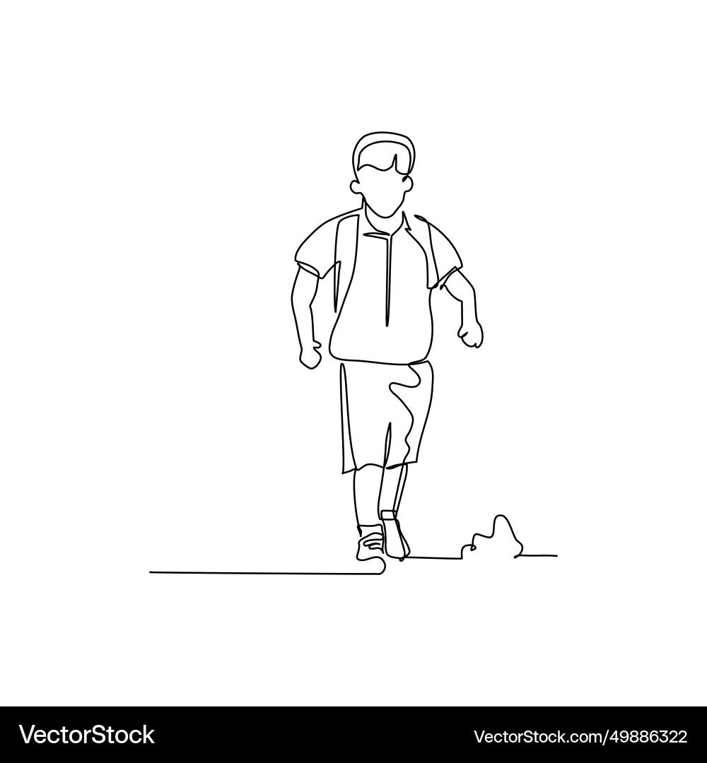 One continuous line of a student walking vector image