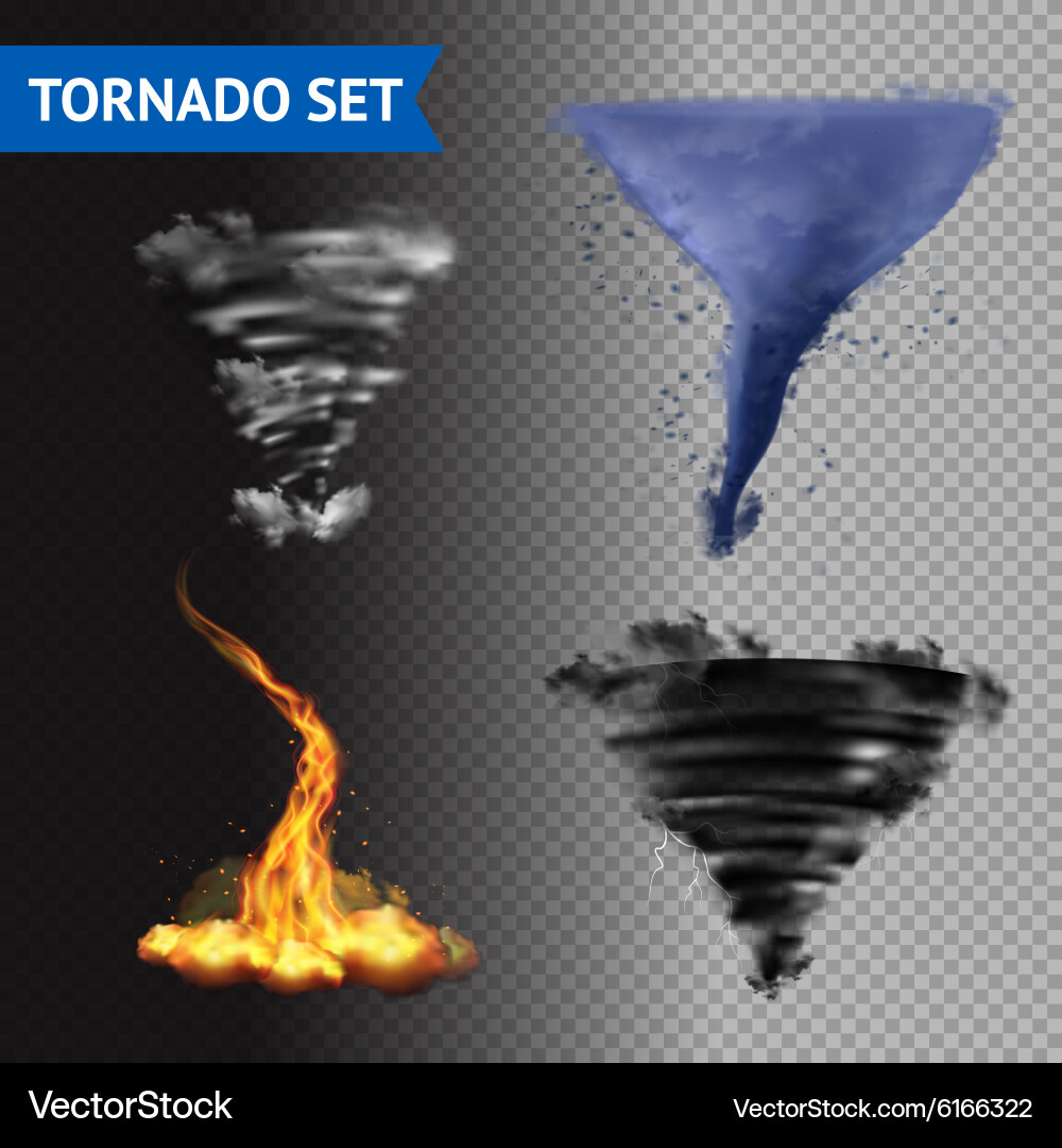 Realistic 3d tornado set Royalty Free Vector Image