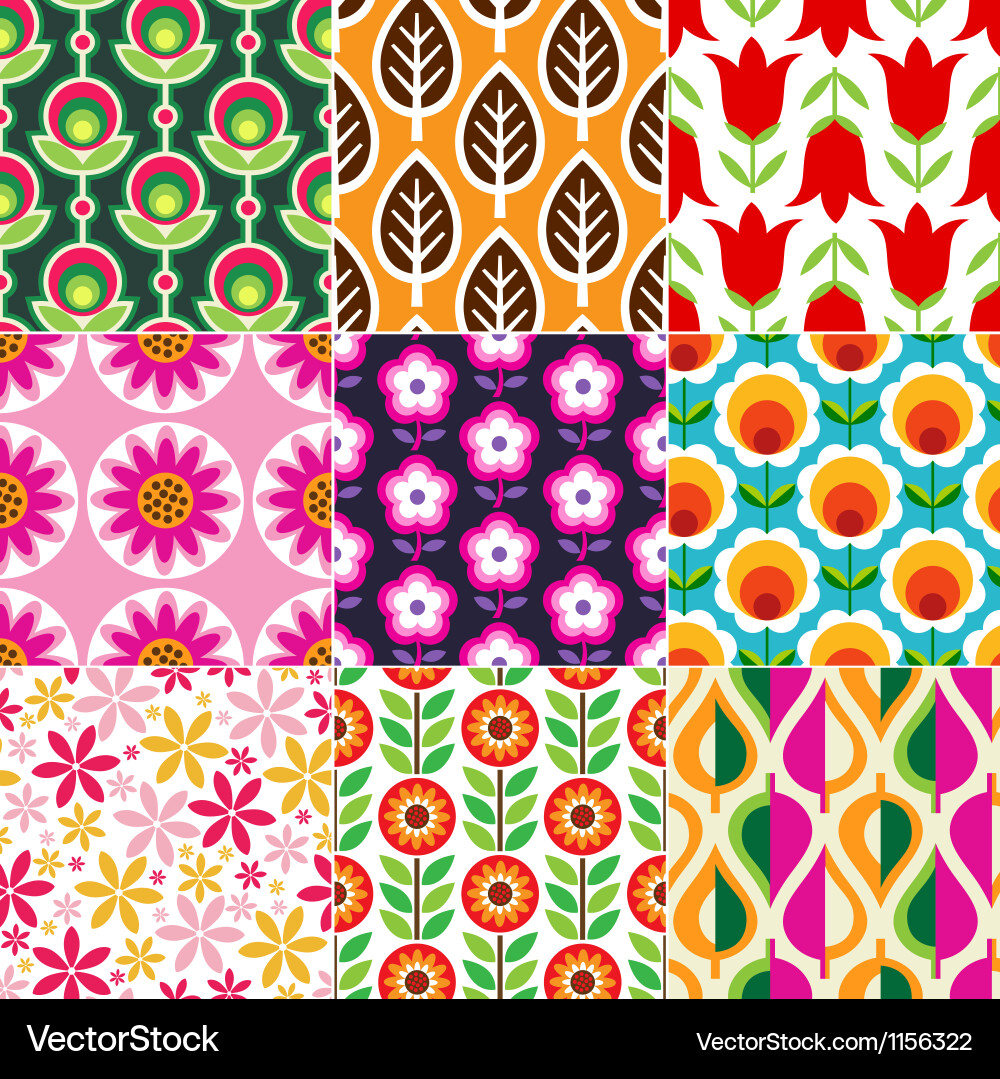 Seamless retro flower pattern Royalty Free Vector Image