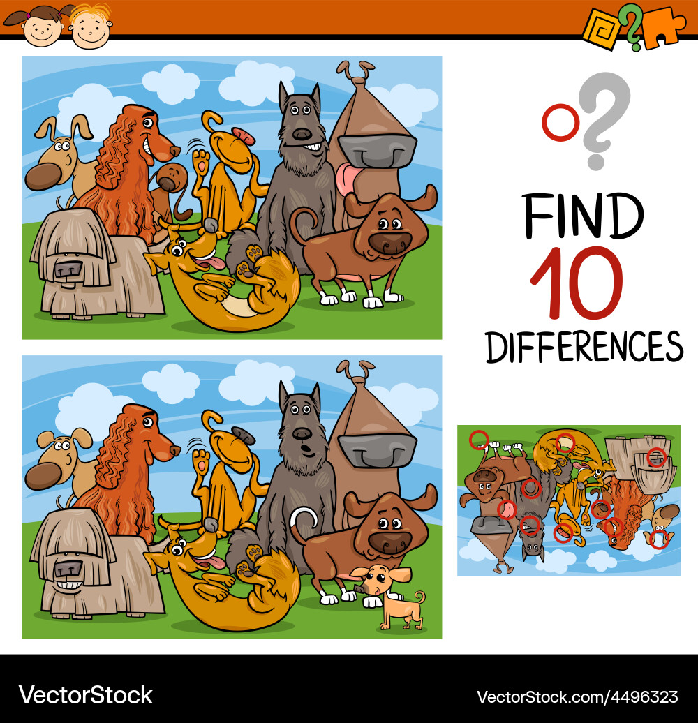 Finding differences game cartoon vector image